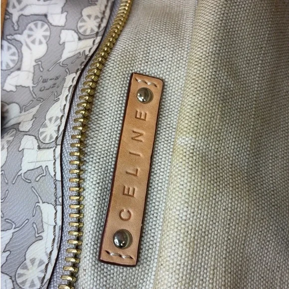 Celine Tan and Gray Shoulder Bag Leather Straps EUC Rare